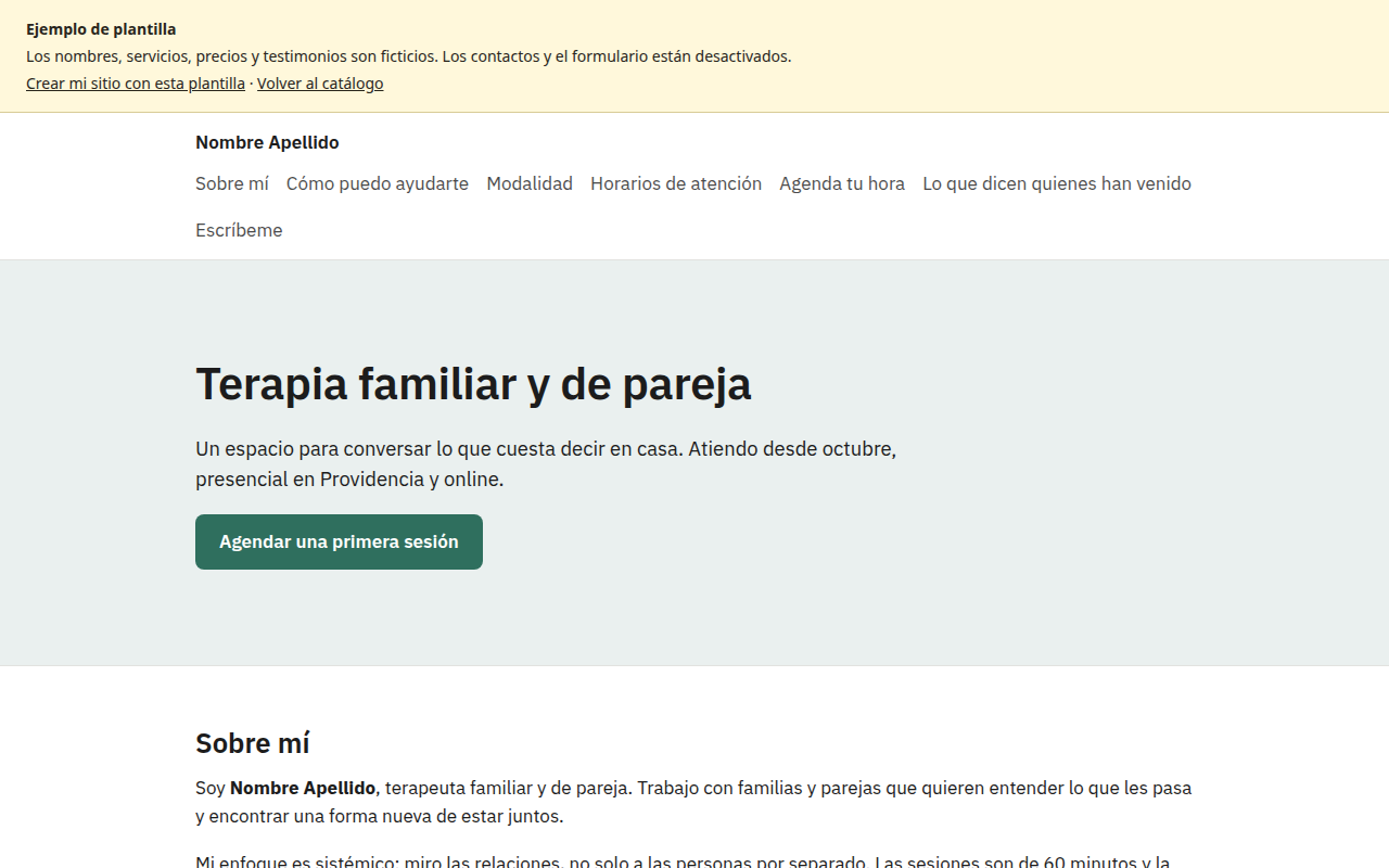 Sitio de ejemplo para profesional de la salud